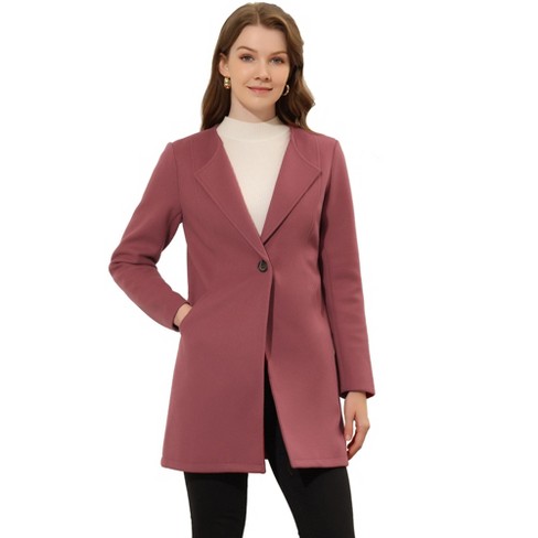 INSPIRE CHIC Women's Mid-thigh Collarless Single Breasted Outwear Winter Overcoat - image 1 of 4