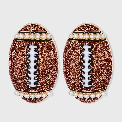SUGARFIX by BaubleBar Football Stud Earrings - Brown
