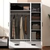 TIRAMISUBEST 3 Door Bedroom Wardrobe Closet with 2 Storage Drawers and Hanging Rod, Solid Wood Armoire with Storage Shelves - 2 of 4