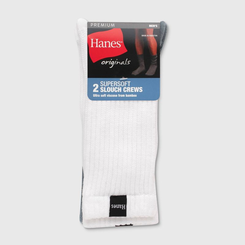 Hanes Originals Premium Men's SuperSoft Slouch Crew Socks 2pk - 6-12, 3 of 8