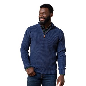 Hope & Henry Men's Organic Half Zip Cardigan Stitch Pullover Sweater, Navy Marl, X-Large - 1 of 4