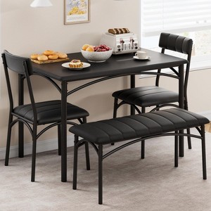 Dining Table Set for 4, Kitchen Table and Chairs for 4, Rectangular Kitchen Table Set , Dining Room Table Set,Grey - 1 of 4