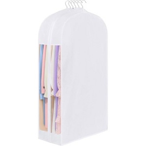 1 or 3 Pack 43" Cotton Gusseted Garment Bags, 10" Expandable with Clear Window for Suits & Sweaters - 1 of 4
