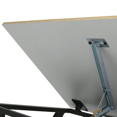 Ashwood and Charcoal Adjustable Drawing Table with Steel Frame