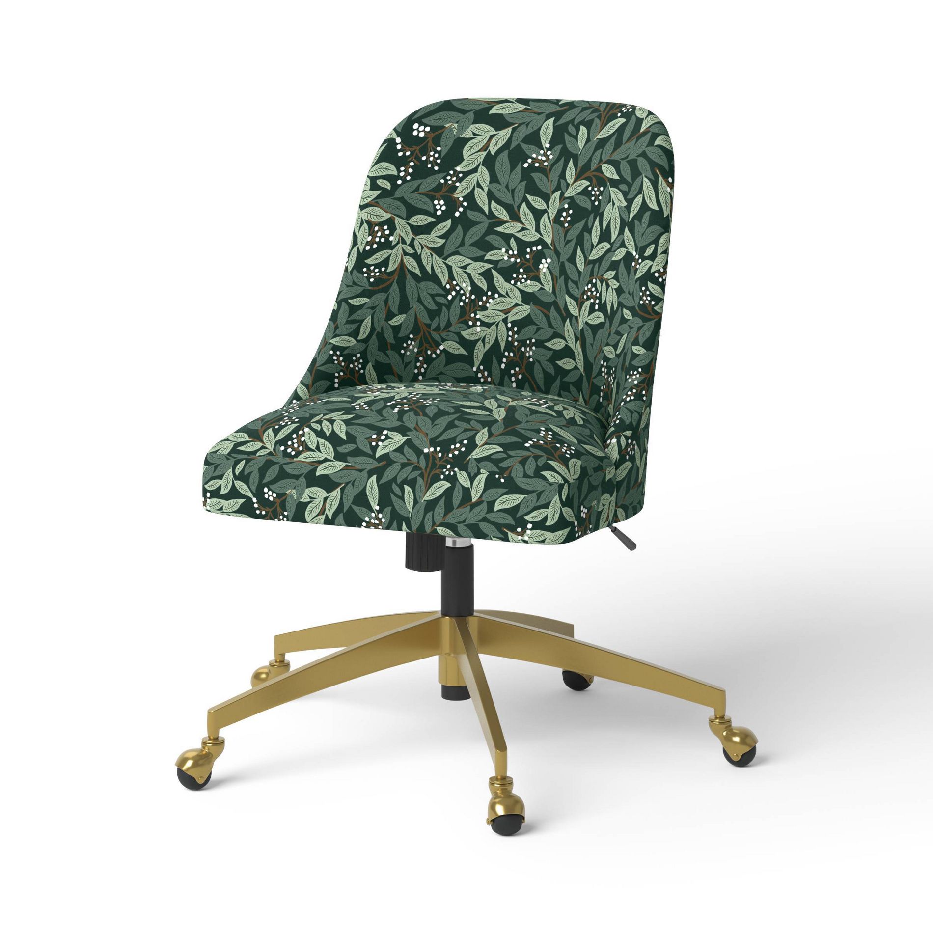 Rifle Paper Co. x Target Willowberry Desk Chair Assorted Greens: Brass-Tone Metal Legs, Floral Upholstery