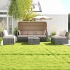 6-Piece Rattan Patio Furniture Set, Adjustable Canopy and Backrest Sectional Sofa for Outdoor Relaxation - 2 of 4