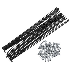 Unique Bargains Bicycle Steel Spokes 14G Bike Spoke with Nipples for Most Bicycle Black 36 Pcs - 1 of 4