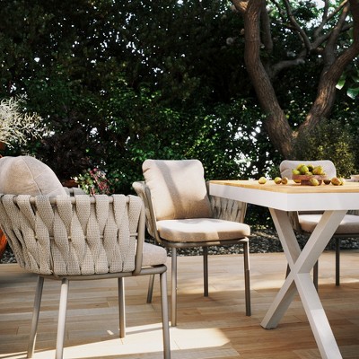 POVISON Khaki Outdoor Dining Chairs Set of 2, Outdoor Patio Furniture Dining Chairs