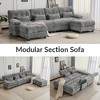 119'' Chenille U-Shaped Sectional Sofas with 2 Ottomans, 4-Position Adjustable Backrest and 4 Throw Pillows - 3 of 4