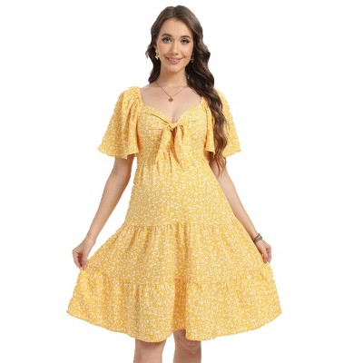 Women's Knotted Knee Length Wrap Baby Shower Dress