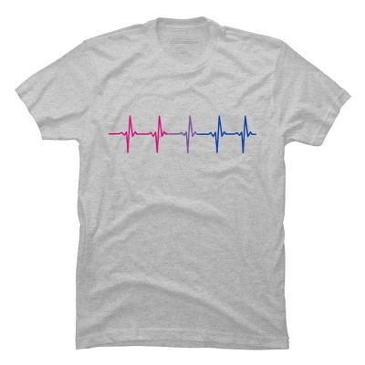 Adult Design By Humans Bisexual Pride Rainbow Heartbeat By Thingsandthings T-Shirt