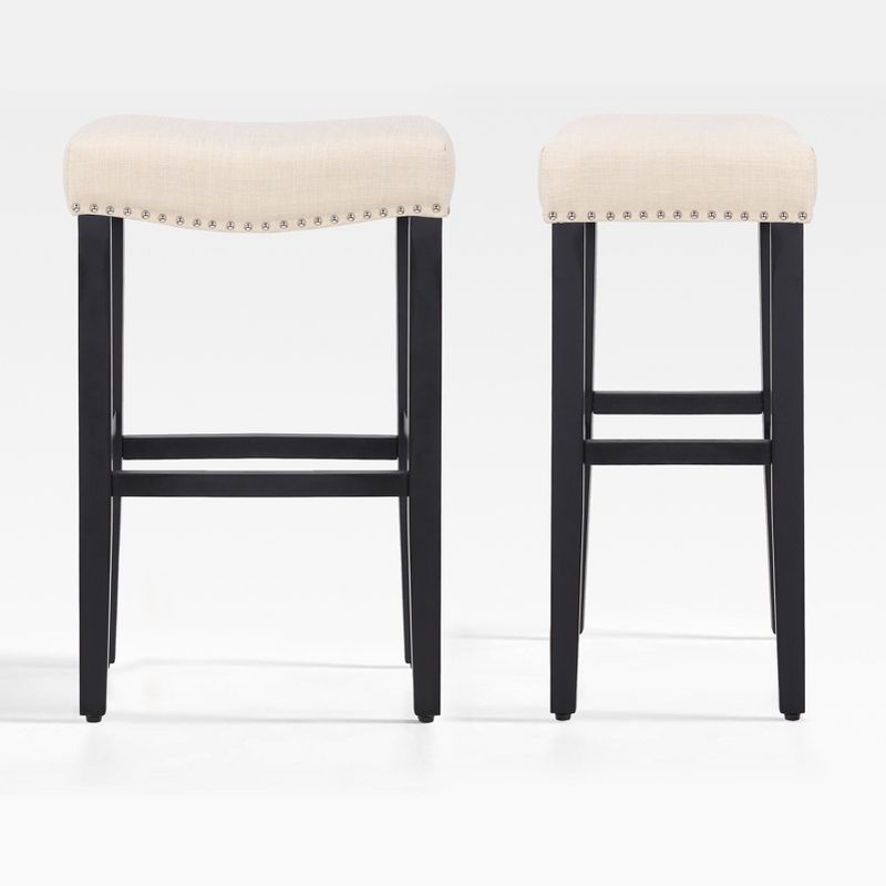WestinTrends 29" Upholstered Saddle Seat Bar Stool (Set of 2), 1 of 4