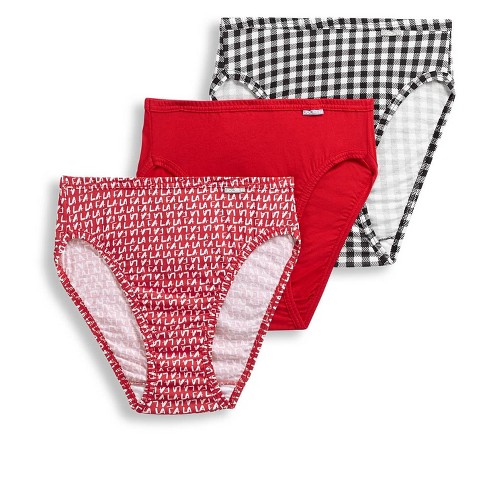 Jockey Womens Plus Size Elance French Cut 3 Pack Underwear Cuts 100% Cotton 8 Holly Berry Red