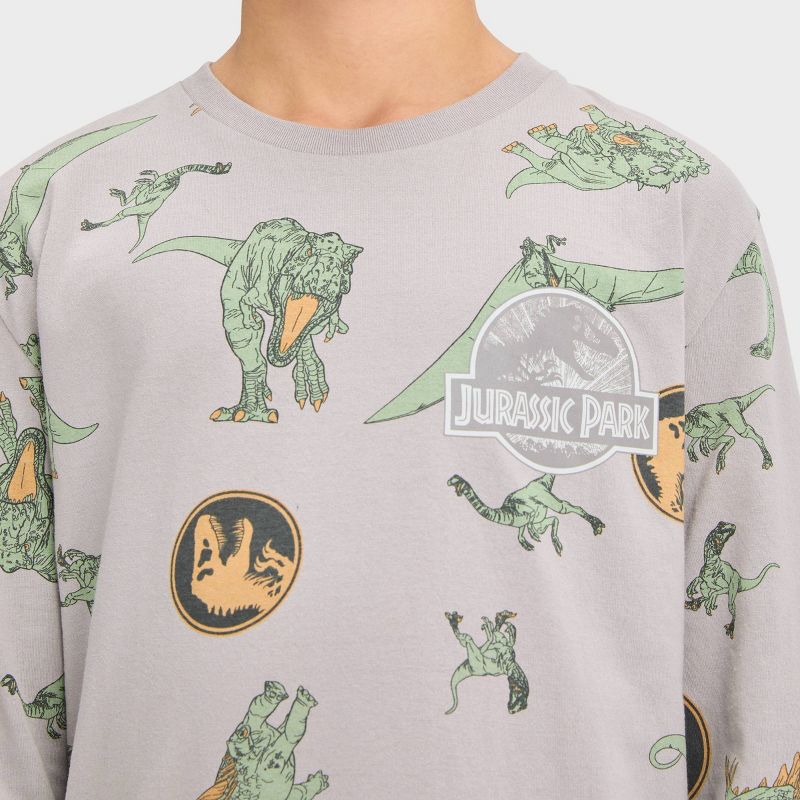 Boys&#39; Jurassic Park Long Sleeve Graphic T-Shirt - Gray, 2 of 4