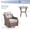 Buenhomino 3 Pieces Patio Furniture Set with 6-inch Thick Cushion, Outdoor High Back Swivel Rocker Patio Chairs, 3PCS Wicker Conversation Set - 4 of 4