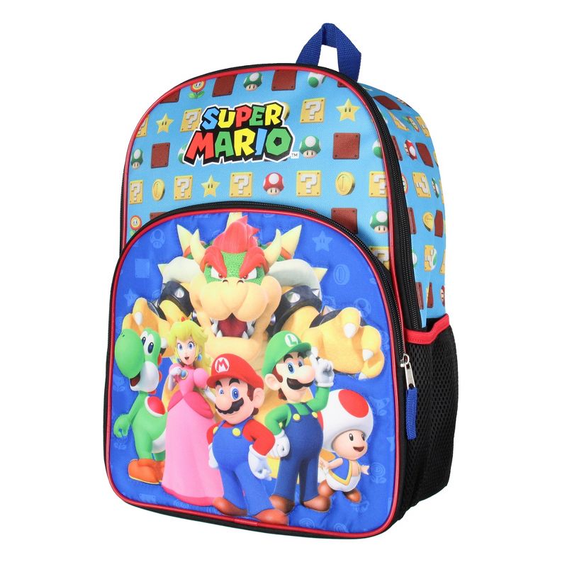 Super Mario Bowser Luigi Princess Peach 16" Kids Bag School Travel Backpack Multicoloured, 1 of 6