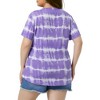Agnes Orinda Women's Plus Size V Neck Short Sleeve Casual Stripe Tie Dye Basic T-Shirts - 4 of 4
