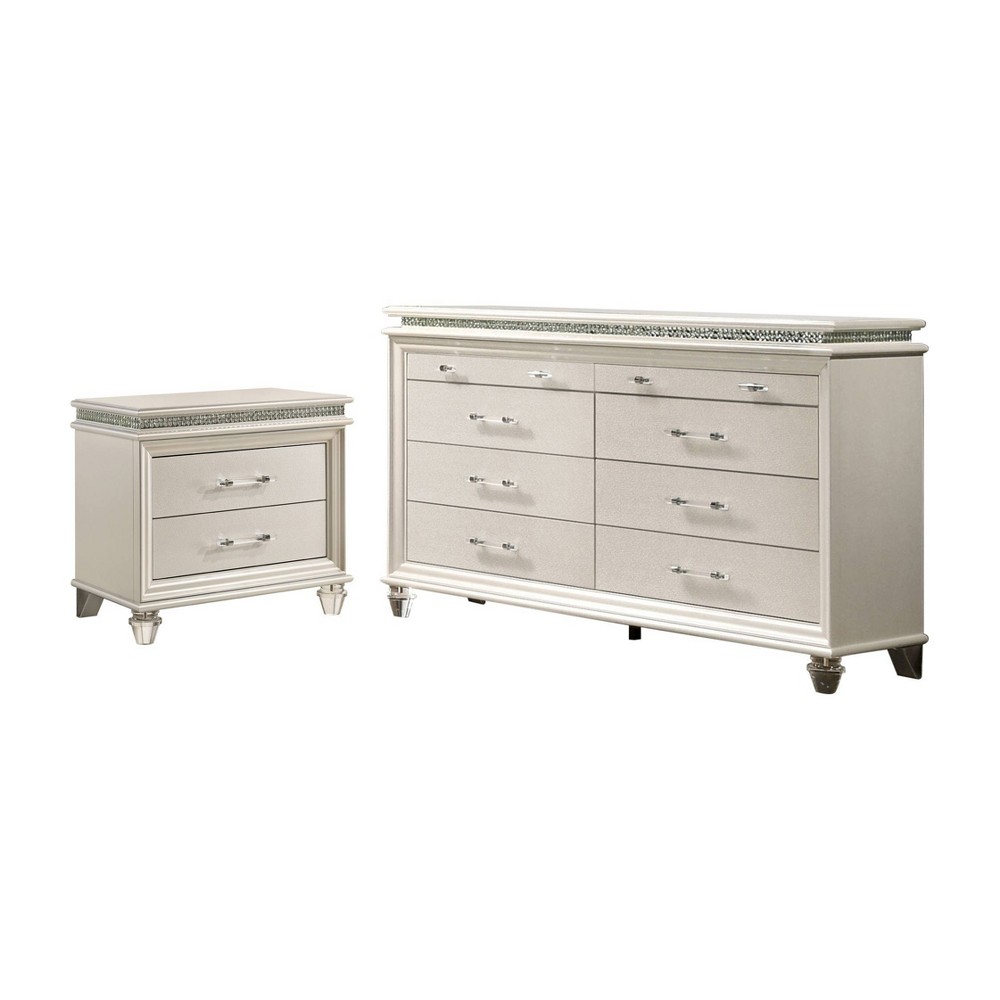 Photos - Bedroom Set 2pc Granite Nightstand and Dresser Set Pearl White - HOMES: Inside + Out