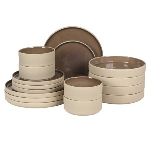 Gibson Elite Liberty Bay 16-Piece Stoneware Dinnerware Set – Reactive Glaze, Stackable Plates & Bowls, Service for 4 - 1 of 4