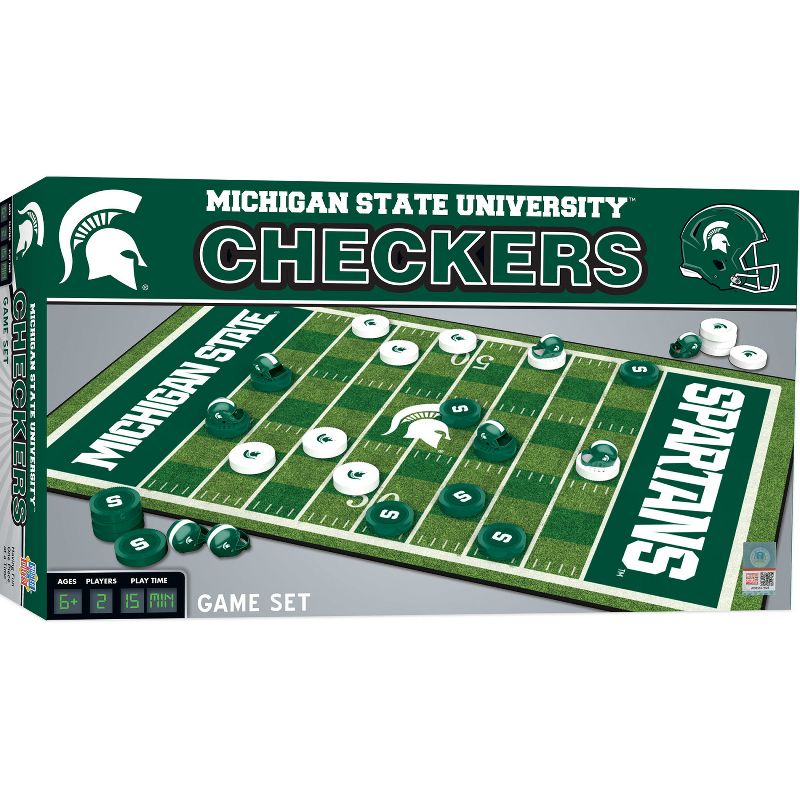 MasterPieces Officially licensed NCAA Michigan State Spartans Checkers Board Game for Families and Kids ages 6 and Up, 2 of 7