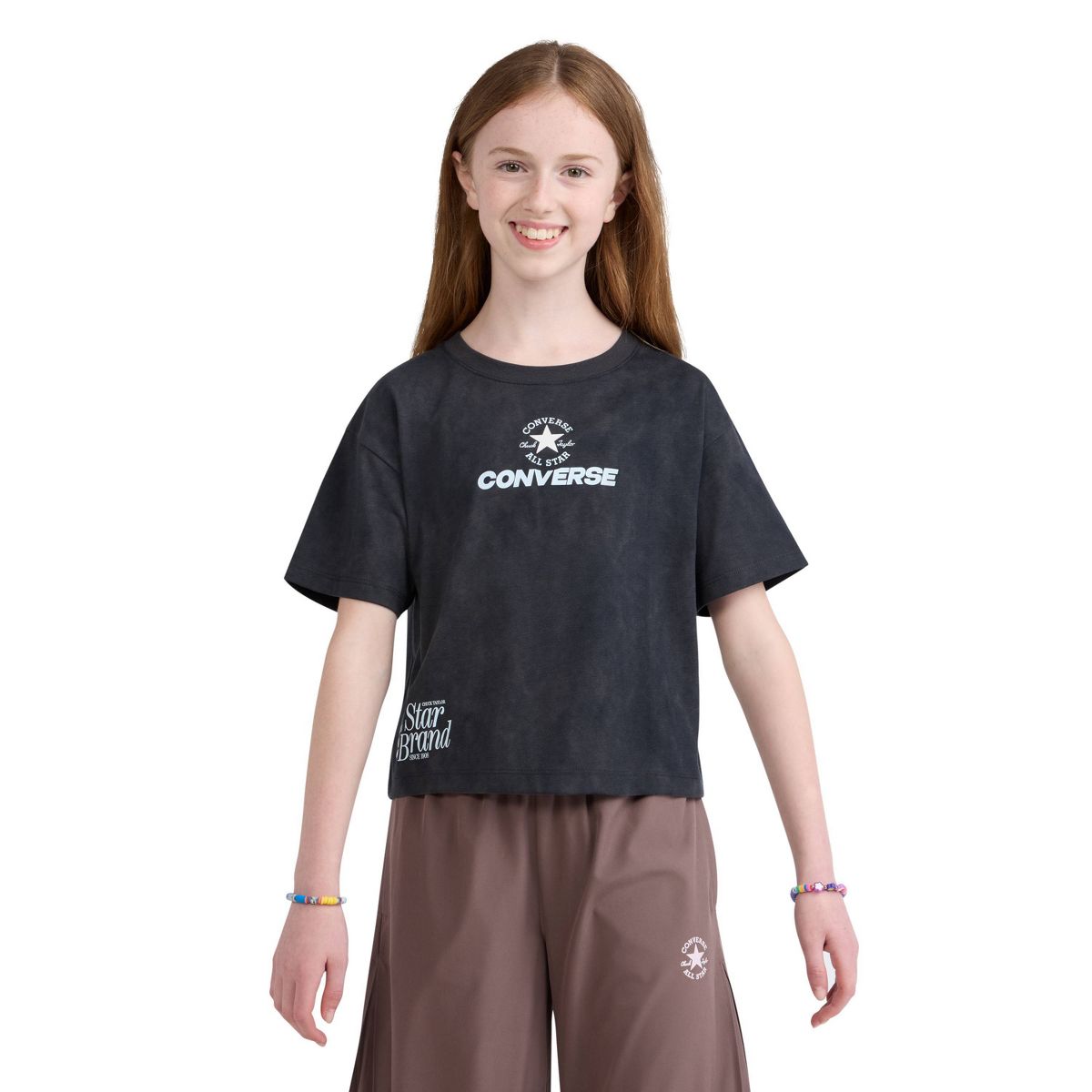 Converse® Girls' Short Sleeve Washed Boxy Graphic T-Shirt - Black - thumbnail 7