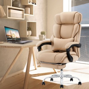 COLAMY PU Leather 300lbs Reclining Office Chair with Footrest - 1 of 4