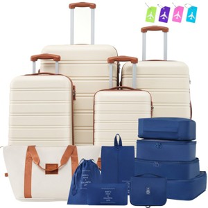 4 Piece Hardshell Checked Luggage and Carry On Set,Spinner Suitcases with TSA Lock,Travel Bag,Packing Cubes,Luggage Tags (16"/20"/24"/28")-Cuddlewood - 1 of 4