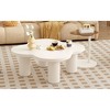 2-Piece Coffee Table Set, Petal-Shaped Design with Roman Column Legs and Glass End Table, Stylish Living Room Furniture - 4 of 4