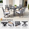 7-Piece Outdoor Patio Aluminum Dining Set with 59" Rectangular Table, 2 Swivel Rocker & 4 Armchairs, and Umbrella Hole - 3 of 4