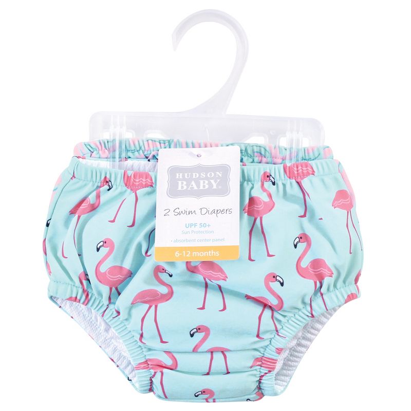 Hudson Baby Infant and Toddler Girl Swim Diapers, Flamingos, 3 of 6