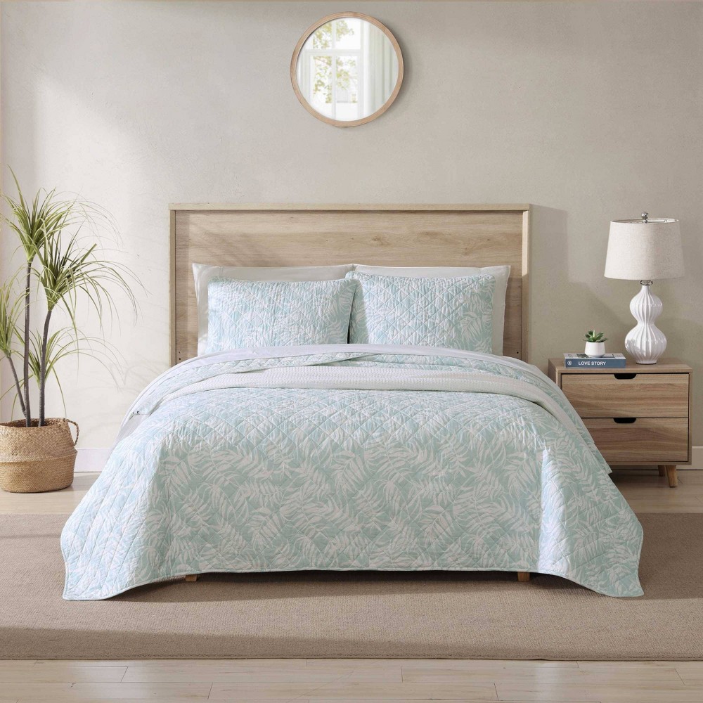 Photos - Bed Linen Tommy Bahama Full/Queen Art of Palms Quilt Set Blue - : Includes 2 Shams, Midweight Fabric 