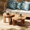 JIONJOY Modern Nesting Coffee Table Set - 2-Piece Round Farmhouse Side Tables in Natural Wood Finish for Living Room & Lounge - 4 of 4
