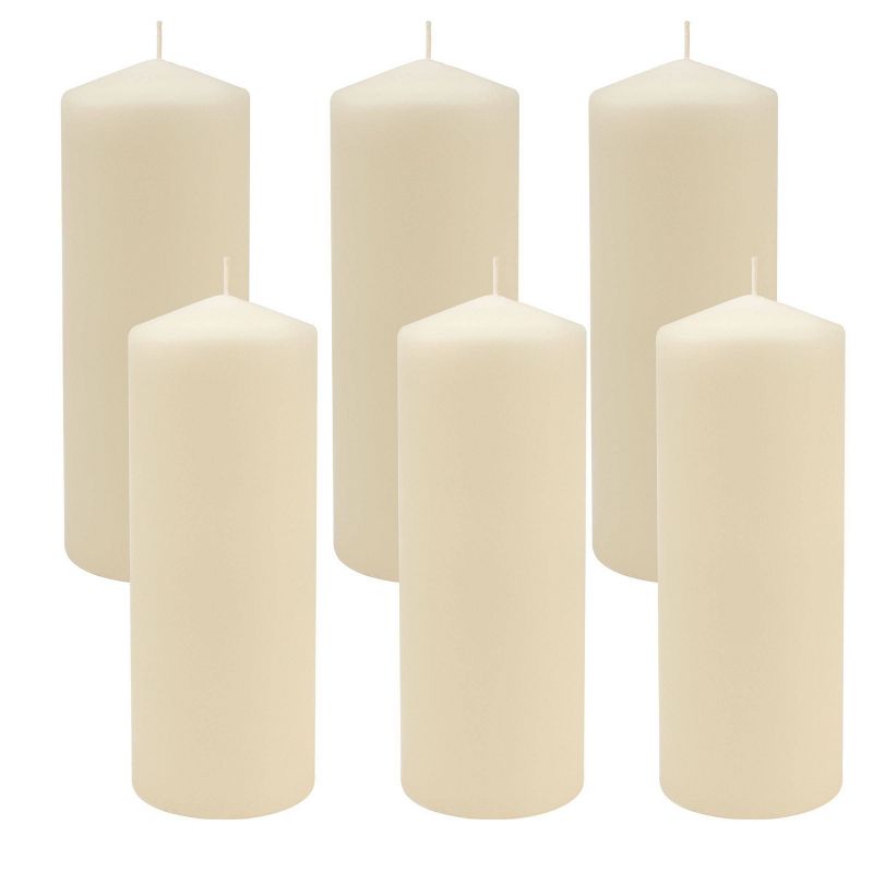 Ivory Unscented Pillar Candles, 3x8 Inch, 6-Pack