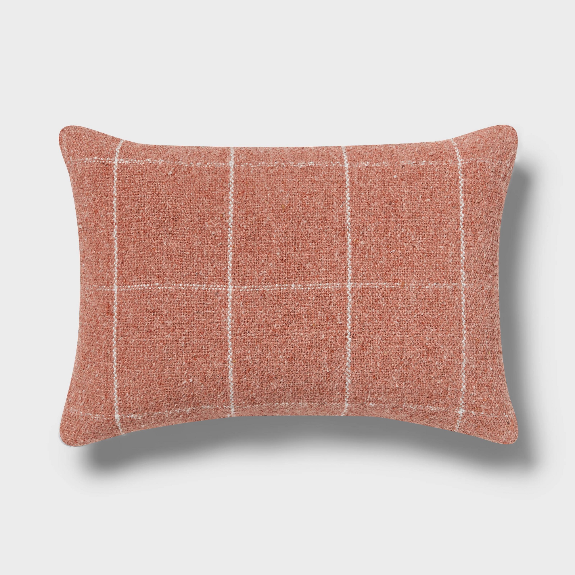 Windowpane Woven Decorative Pillow Oblong Light Terracotta Pink - Threshold™