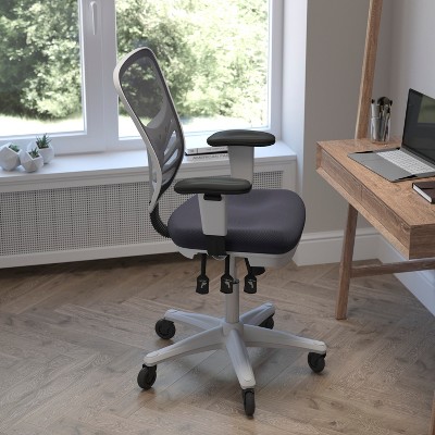 Gray Mesh Swivel Task Chair with Adjustable Arms