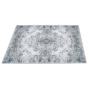 NewHome 8x10FT Vintage Boho Area Rug, Non-Slip Soft Low Pile, Waterproof, Machine Washable for Living Room, Blue - 1 of 4