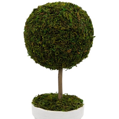 16" Green Plastic Moss Ball Outdoor Topiary Tree