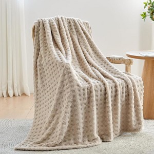 Aoibox Super Soft Flannel Fleece Throw Blanket, Premium Silky 3D Waffle Checkered Lightweight for All Season Use - 1 of 4
