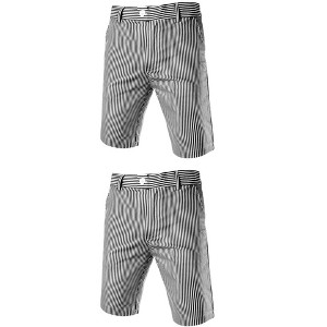 Lars Amadeus Men's Slim Fit Flat Front Summer Chino Shorts 2 Pack - 1 of 4