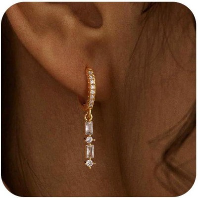 Dangle Earrings for Women 14K Gold Plated Dangly Dangling Earrings Dainty Trendy Drop Hypoallergenic Square
