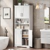 Acekool 67 Inch Tall Storage Cabinet with Adjustable Shelves, Modern Bathroom Linen Tower with Doors and Open Shelves, White - 2 of 4