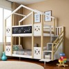 Twin Over Twin House Bunk Bed with Storage Staircase, Blackboards, Safety Rails, for Kids Bedroom, White Wood Frame - 3 of 4