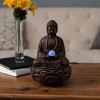 Tabletop Water Fountain- Sitting Buddha Statue with Rolling Glass Ball Multi-Colored LED Lights Electric Pump & Soothing Waterfall by Nature Spring - 4 of 4