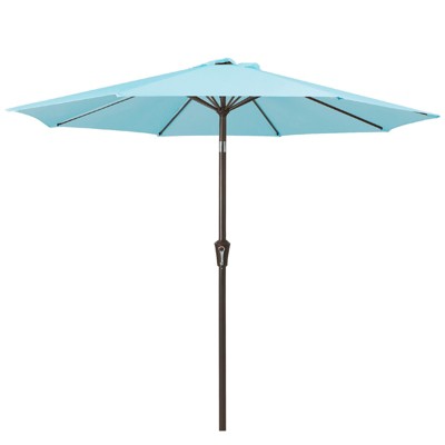 Hyleory 9'  Sunbrella with 8 ribs,Hyleory Tilt Market Patio Umbrella with Oval Ribs Iron Pole, Sturdy and Adjustable