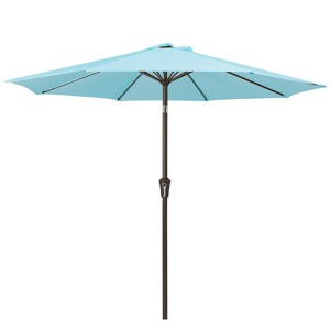 Hyleory 9'  Sunbrella with 8 ribs,Hyleory Tilt Market Patio Umbrella with Oval Ribs Iron Pole, Sturdy and Adjustable - 1 of 4