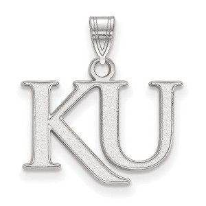 Black Bow Jewelry 10k White Gold Kansas Jayhawks NCAA Small Pendant - 1 of 3