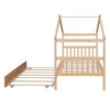 NicBex Twin Size Loft Bed Roof Shape Pine Bed Frame with Twin Trundle and Headboards for Bedroom, No Box Spring Required - 4 of 4