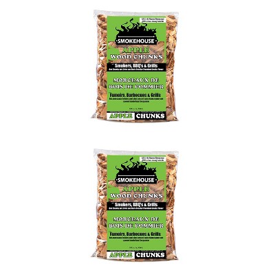 Smokehouse All Natural Flavored Apple Wood Chunks for Outdoor Grilling, Smoking and Barbequing Pork, Beef, and Poultry, 1.75 Pound Bag (2 Pack)