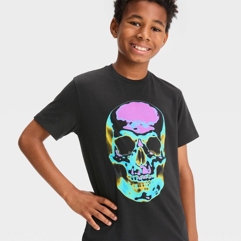 Boys&#39; Skull Short Sleeve Graphic T-Shirt - art class&#8482; Black, 3 of 7