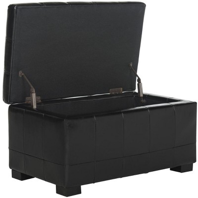 Chic Transitional Black Leather 30" Storage Bench